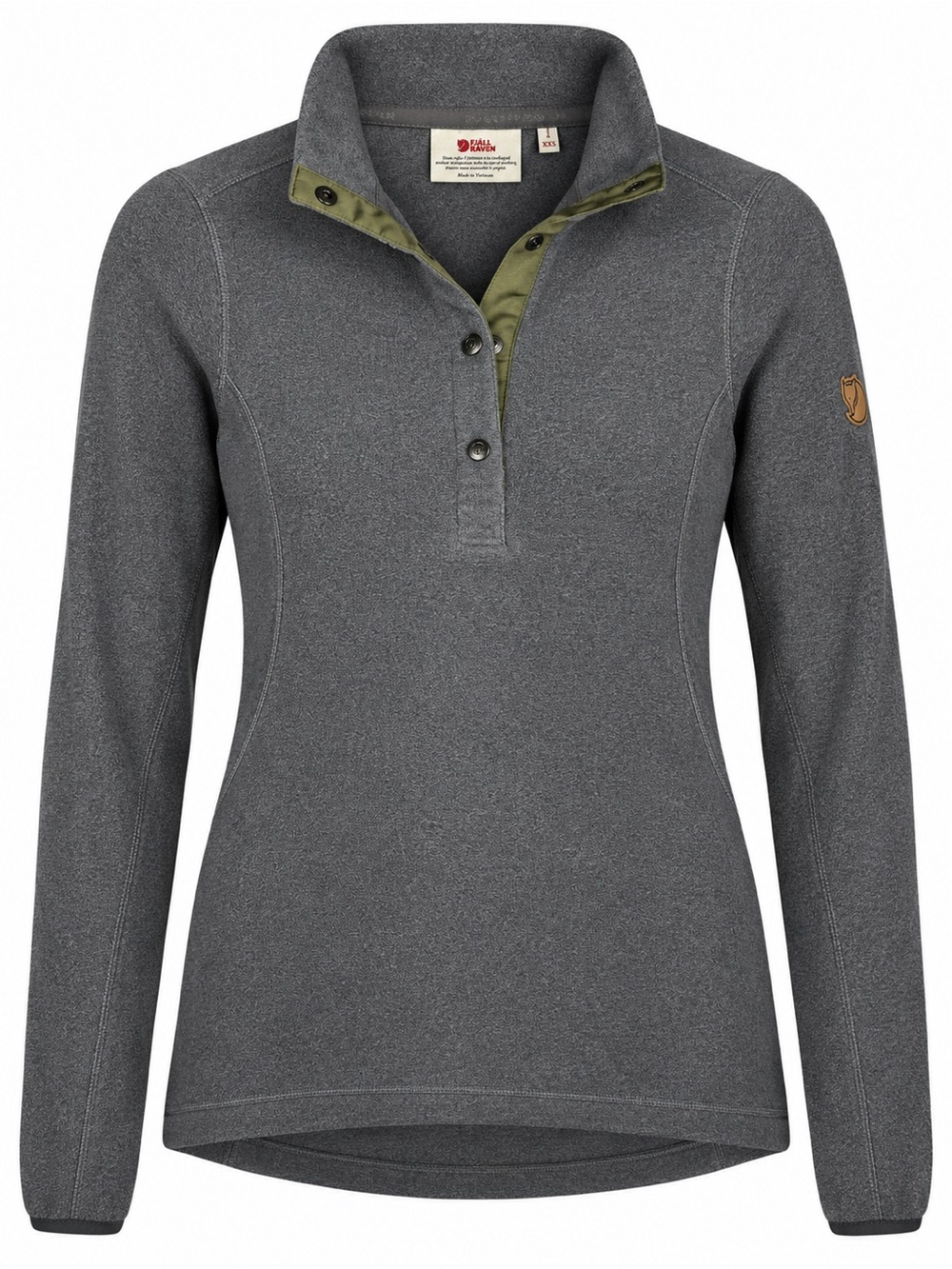 Fjallraven Ovik Fleece Sweater Dark Grey Snap Neck Pullover Womens XXS